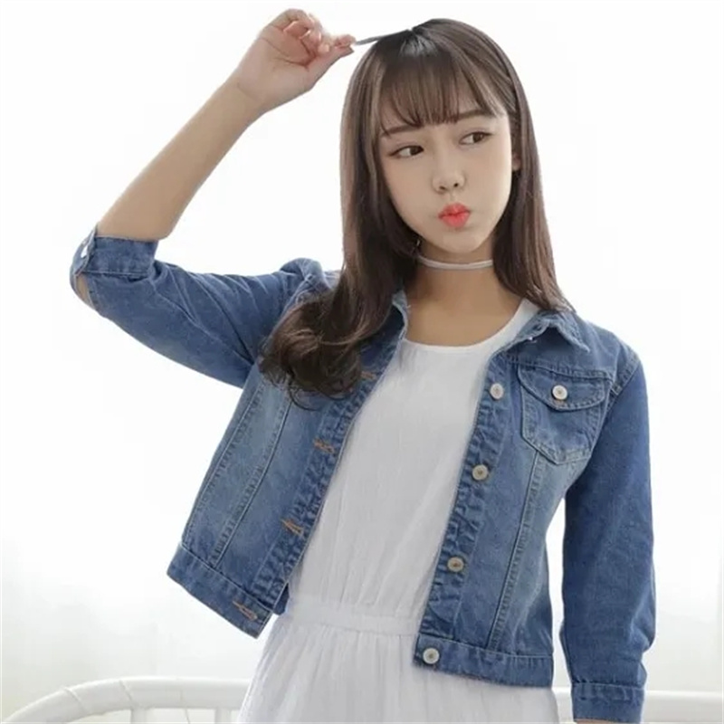 Down Jacket Packable - Jaqueta jeans feminina meia manga jean