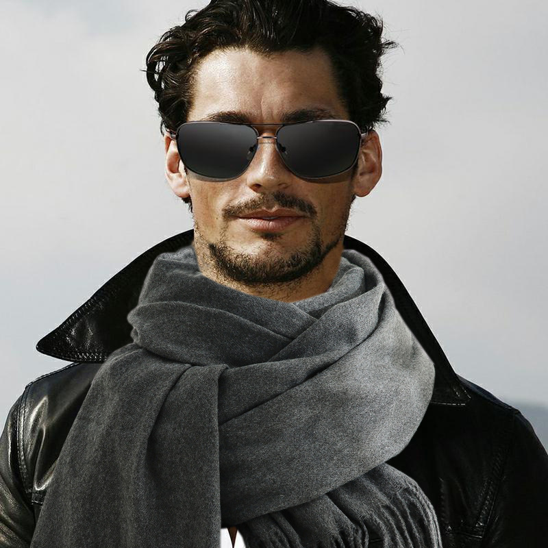 Wool Scarf Men - Moda cachecol homem inverno quente pele