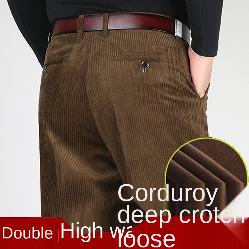 Corduroy Pant Warm - Calças de veludo plissado duplo masculino